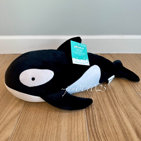 Pillowfort Orca Weighted Plush Throw Pillow Black/White - Picture 5 of 9